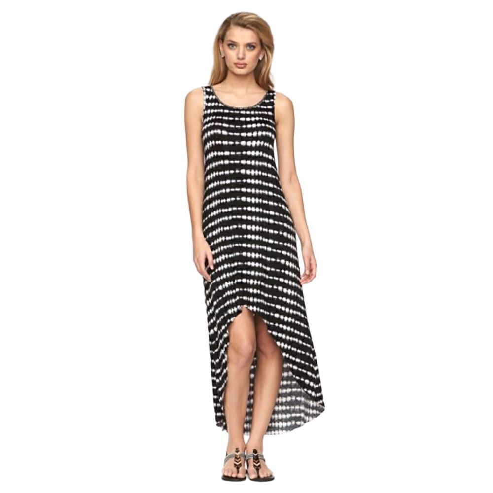 Women's Juicy Couture Sleeveless Black White Tie-Dye Striped Maxi Dress Small
